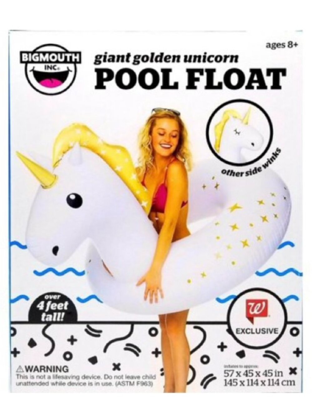 BigMouth Inc. Giant Golden Unicorn Pool Float-NWT